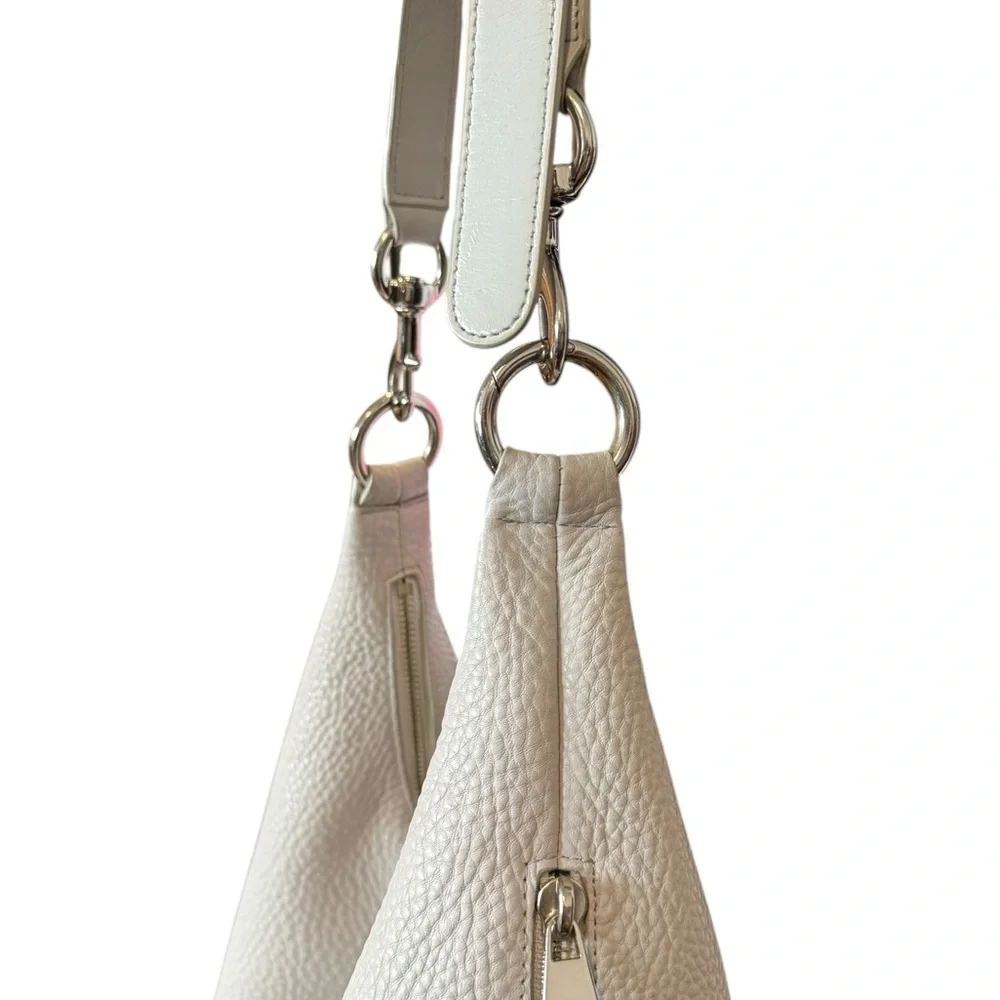 Rebecca Minkoff Pebbled Leather Hobo Shoulder Bag Light Grey